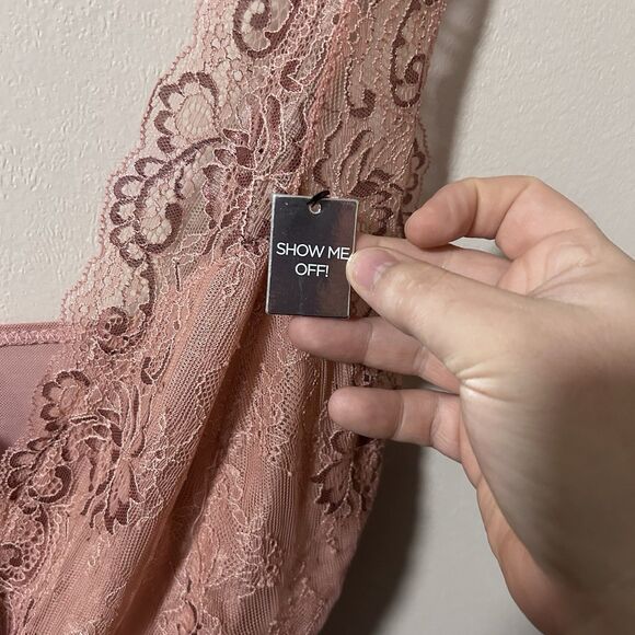 Women Marilyn Monroe Pink Sheer Lace Lingerie Body Suit High Rise Hips  XL NWOT - Picture 7 of 9